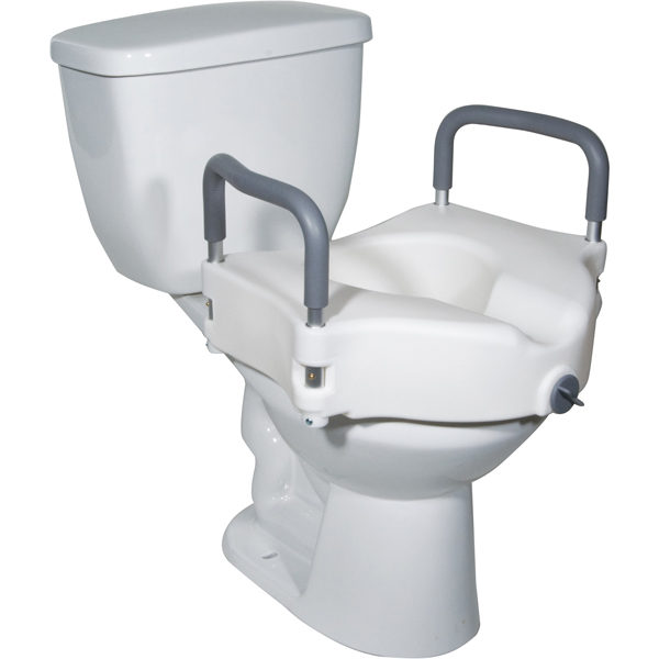 Elevated Raised Toilet Seat with Removable Padded Arms - Click Image to Close